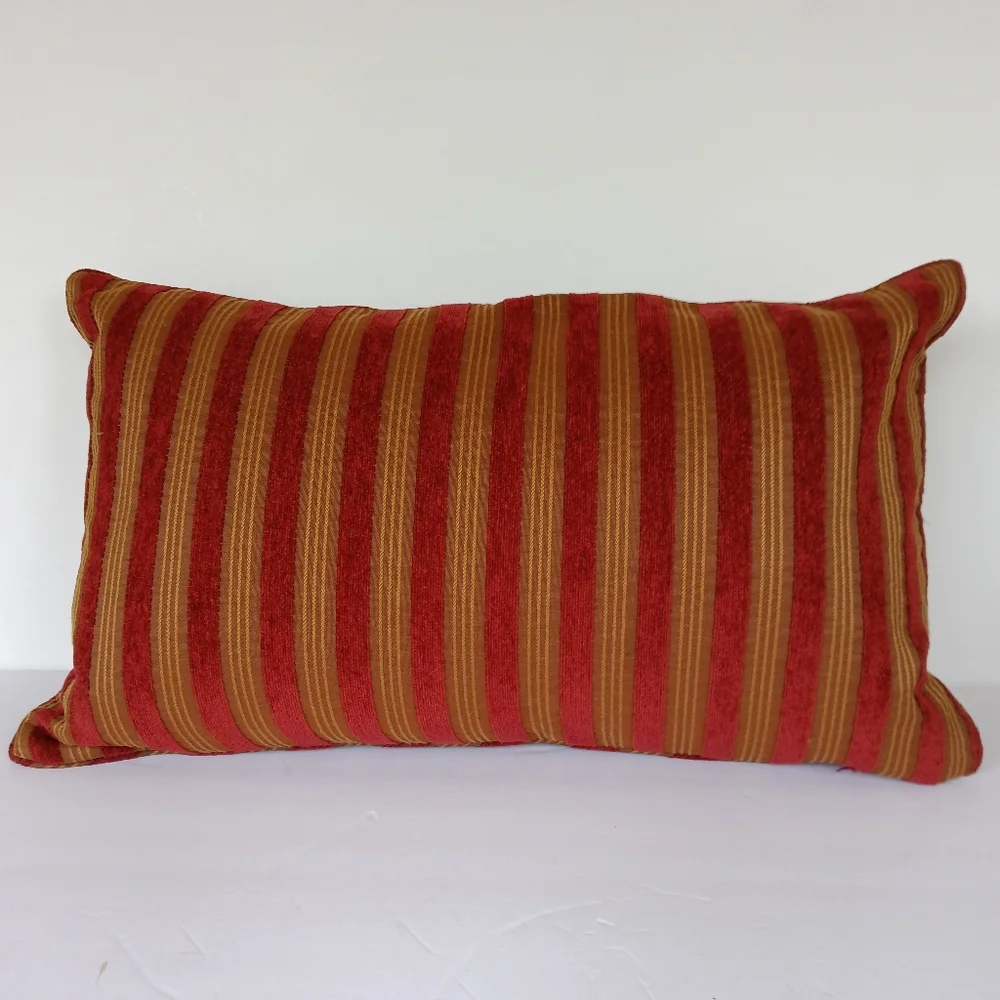 Restoration Hardware Chenille Stripe Lumbar Pillow + Insert SINGLE 12